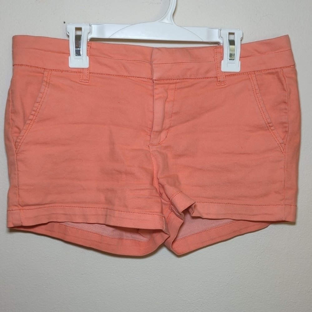 Harper Mid-Rise Orange Chino Shorts Flat Front Stretch Preppy Women's Size 27